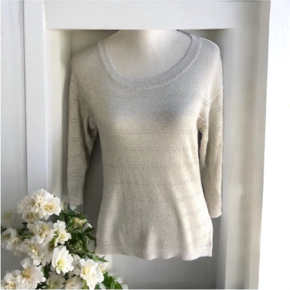 Studio Y Cream and Gold Metallic Blouse